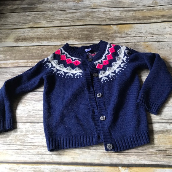 Toddler Girls Carters Fair Isle Cardiga Sweater Navy Blue Size 2T